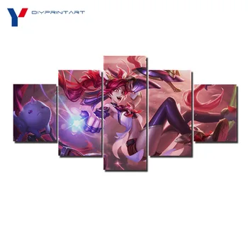 

League Legends Jinx Star Guardian 5 Pcs/set Canvas Art Print Game Poster Picture for Living Room Home Decor A0869