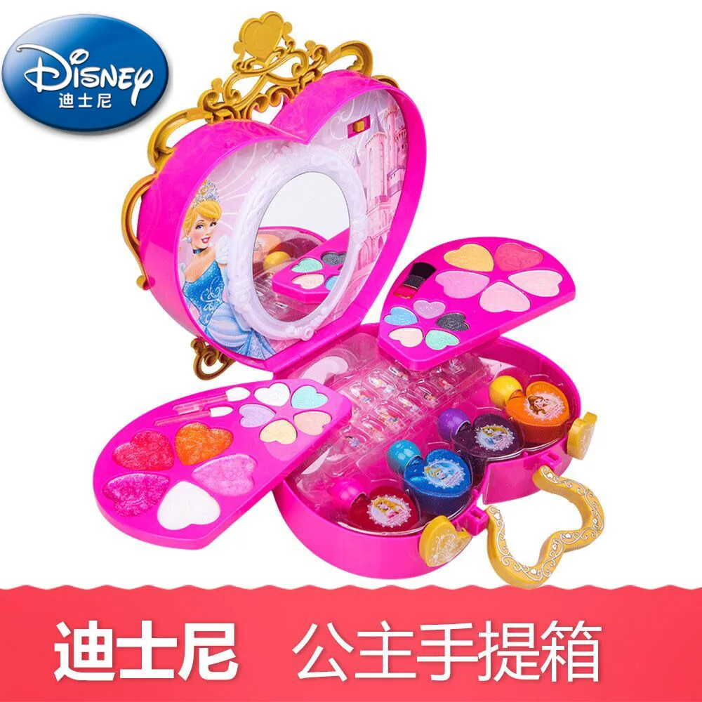  Disney Princess Eyeshadow Lip Gloss Portable Cosmetic Case Nontoxic Safety Child Makeup Show Cosmet