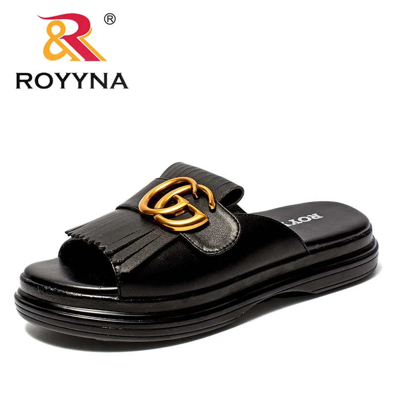 

ROYYNA New Popular Style Women Slippers Microfiber Femme Summer Shoes Platform Flat Outsole Lady Sandals Light Free Shipping
