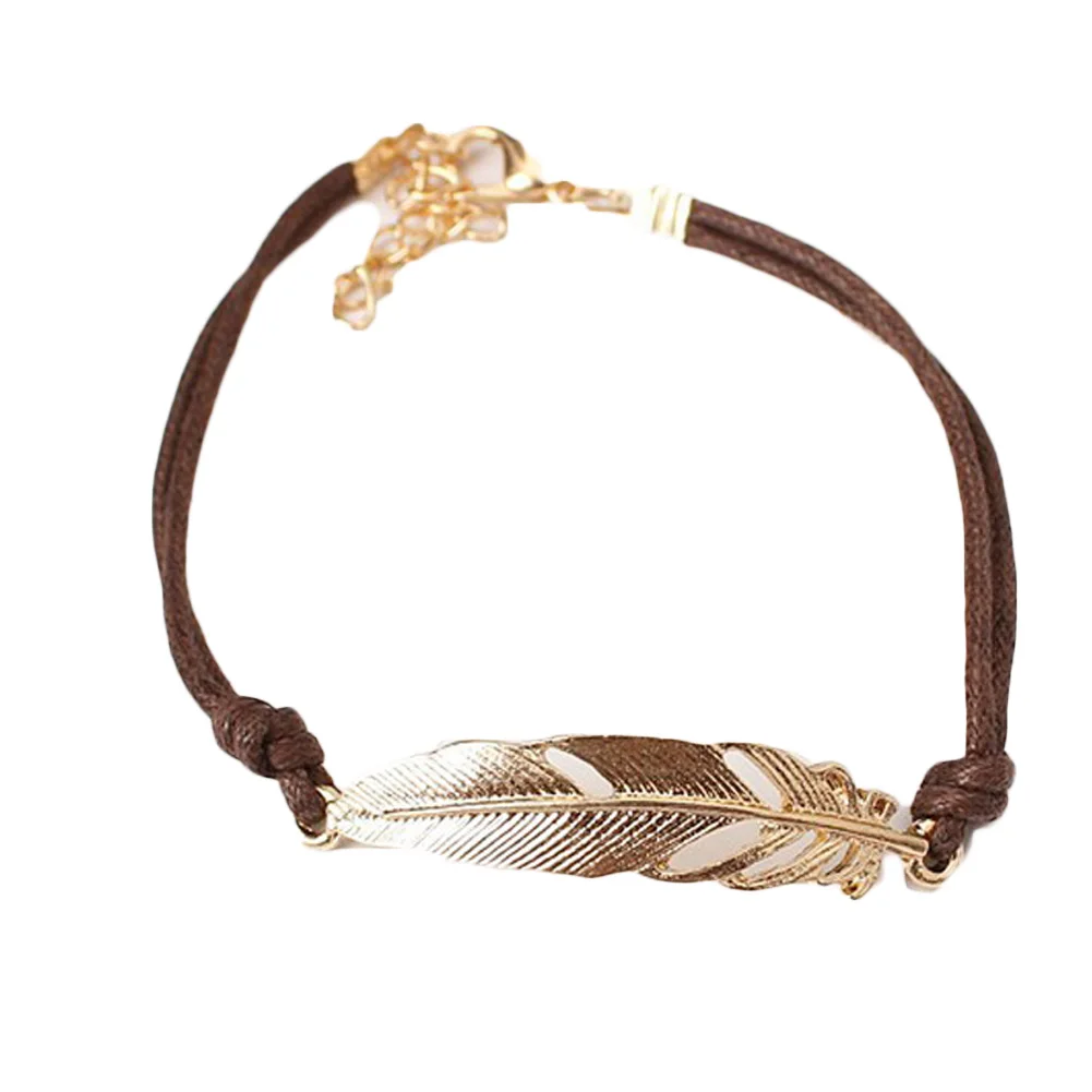 

DropShipping New Europe And America Leaves Woven Simple Leather Bracelet Preciosity Wholesale Woman High Quality