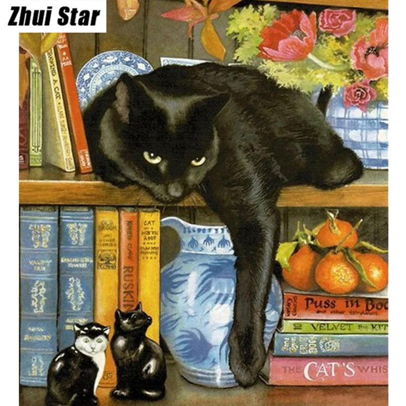 

New 5D DIY Diamond Painting Black Cat Embroidery Full Square Diamond Cross Stitch Rhinestone Mosaic Painting Home Decor Gift