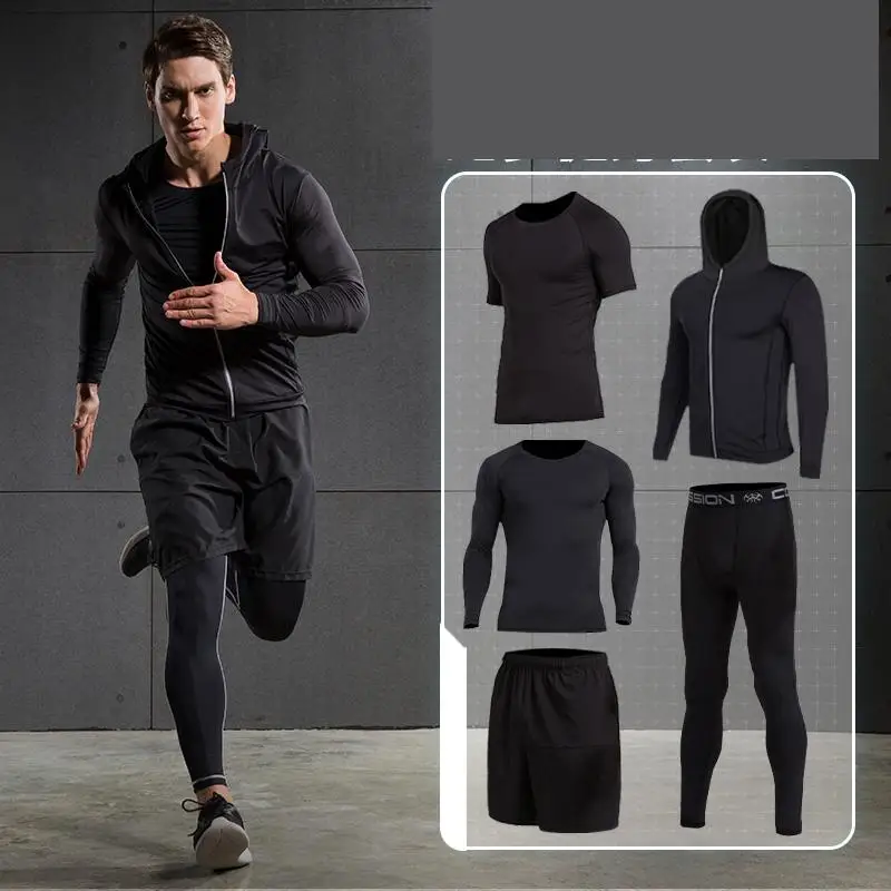 

Brand Running Sets Men's Sportswear Tracksuit Male Compression Tights For Fitness Running Basketball Soccer Jersey Gym Clothing