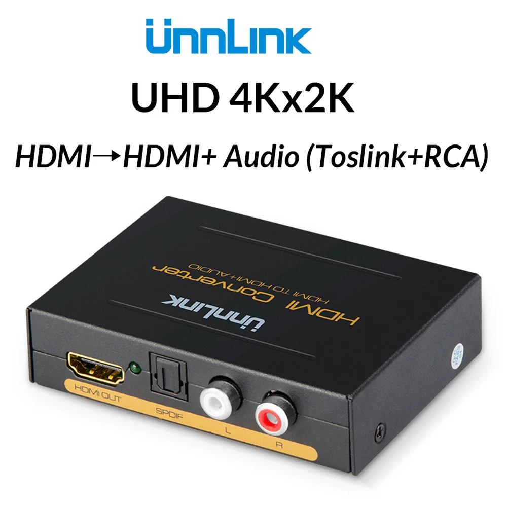 Unnlink HDMI Audio Extractor Converter Splitter UHD4K@30Hz HIFI5.1 SPDIF Toslink Optical RCA for Fire TV Stick Chromecast Roku