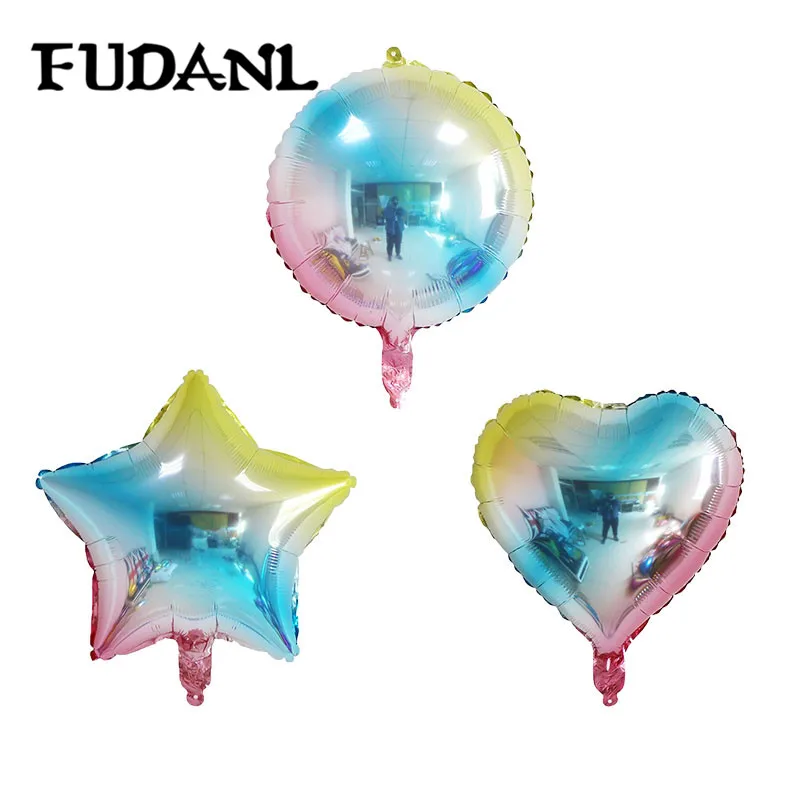 

10pcs 18inch Gradient Color Star Heart Foil Helium Rainbow Balloons Birthday Party Decorations Wedding Balloon Baby Shower Ball