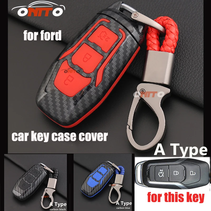 Carbon Fiber Car Key Case Fob Cover Accessories For Ford Mondeo Ranger Explorer