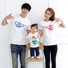 Paent-child family of three short-sleeved mother and daughter cotton pure print white short-sleeved group activities family wear 940 saturdays family activities