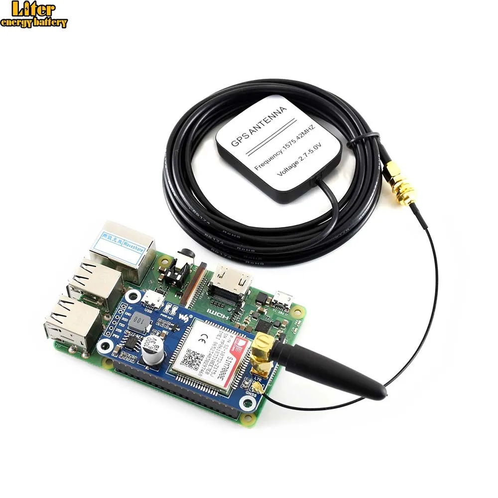 Шапка NB-IoT/eMTC/EDGE/GPRS/GNSS для RPi Zero/Zero W/Zero WH/2B/3B/3B + на базе SIM7000E поддерживает TCP UDP PPP