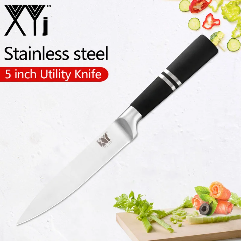 XYj абсолютно, набор кухонных ножей из нержавеющей стали, хорошее качество, ножи с 8 дюймовым ножом, подставка для ножей, точилка для ножей, кухонный набор для приготовления пищи - Цвет: 5inch Utility Knife
