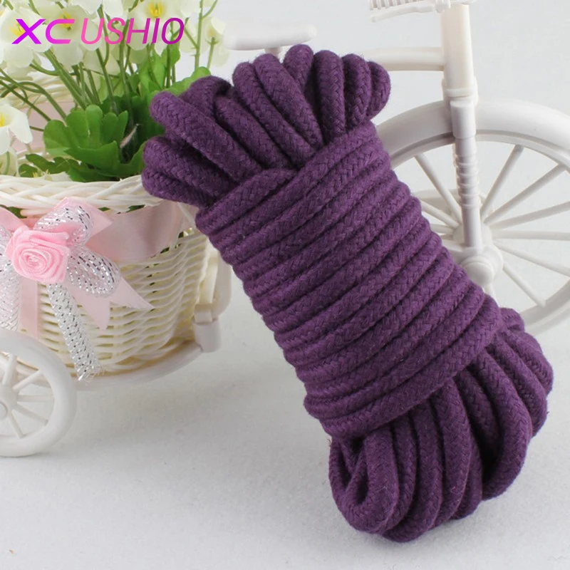 5m 10m Long Thick Strong Cotton Rope Fetish Sex Restraint Bondage Harness Ropes Adult Game Flirting Toys for Women Men 4 Colors