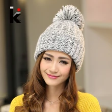 Women Beanies Autumn And Winter Female Hats Hot Selling The Knitting Ball Wool Cap Hat Casual