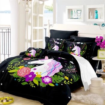 Cute Floral Unicorn Bedding Set