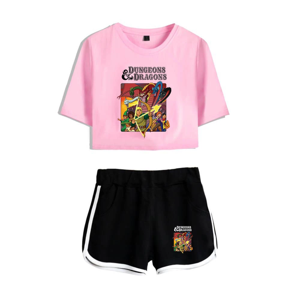 

2019 New Arrivel 2D Dungeons And Dragons Women Two Pieces Sets Sexy Women Summer Navel Highstreet Outwear Casual Sets