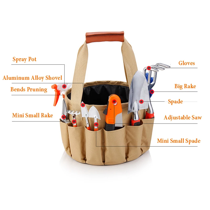 10pcs Aluminum Garden Tools set Garden Kit Mini Spade Shovel Harrow Scissors Grafting Tool Pruners Garden Gloves Saw with bag 10pcs Aluminum Garden Tools set Garden Kit Mini Spade Shovel Harrow Scissors Grafting Tool Pruners Garden Gloves Saw with bag