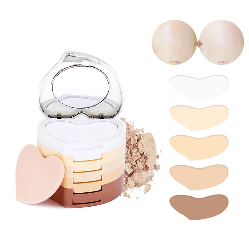 

5 Layers Face Powder Foundation Oil-control Concealer Contour Powder Palette Make Up Pressed Powder Setting Powder Cosmetics