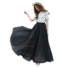 Boho Милая летняя элегантная Макси-юбка из шифона, короткая юбка для женщин, Повседневная плиссированная длинная юбка с оборками, белый, черный, розовый, Jupe Femme DR554