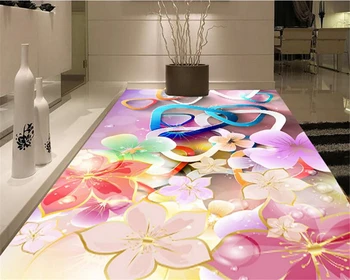 

beibehang High-end colored pattern flower 3D flooring film quality fashion floor painting papel de parede 3d wallpaper tapety
