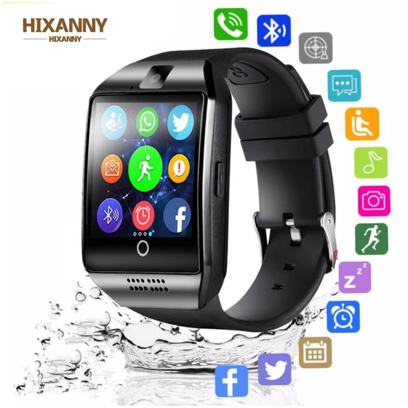 

2019 Bluetooth Men SmartWatch Q18 With camera Facebook Whatsapp Twitter Sync SMS Smartwatch Support SIM TF Card For IOS Android