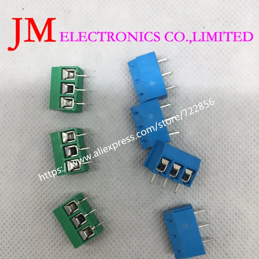 20 шт./лот KF301 2P 3 P 5.0 винт 2Pin 3Pin 5 0 мм прямой вывод pcb Винтовые клеммы разъема синего и