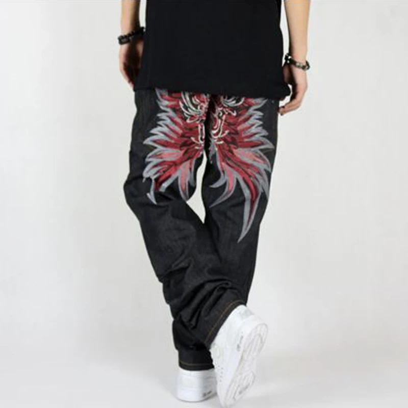 Sokotoo хип-хоп брюки для мужчин мода уличный стиль свободные джинсы размера плюс крылья Вышивка Длинные брюки