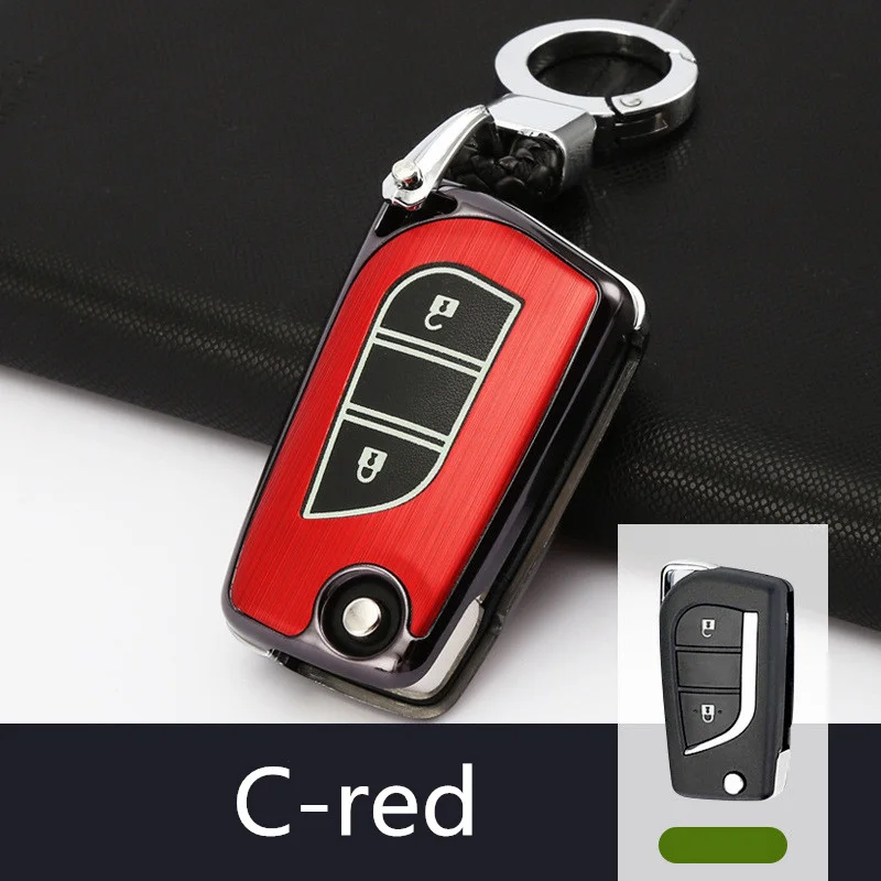 luminous Car Remote key case For Toyota Auris Corolla Avensis Verso Yaris Aygo Scion TC IM keychain Concise Durable - Color Name: C-Red