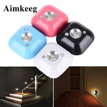 Aimkeeg Mini Wireless LED Sensor Night Light Lamp PIR Infrared Motion Activated Sensor Light for Wall Lamp Cabinet Stairs Light mini wireless pir motion sensor night light battery powered porch cabinet lamp