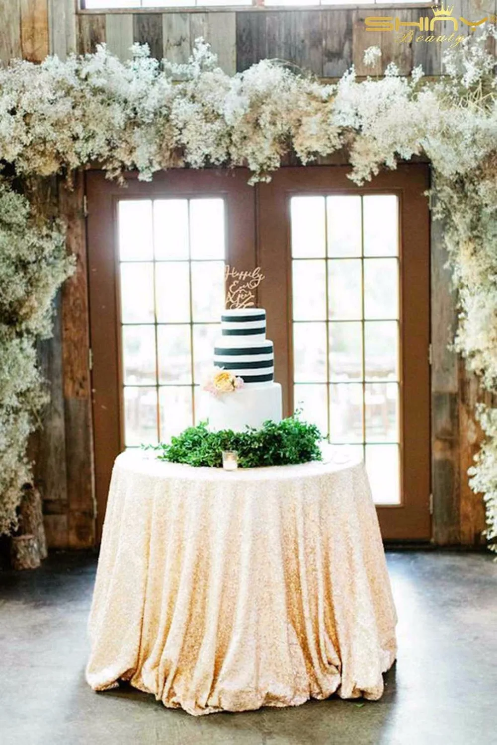 شرائه الآن! 108 ''جولة البيج الترتر الجدول غطاء/الترتر سماط لحفل الزفاف/الحدث بياضات طاولة (العاج) -0925 k