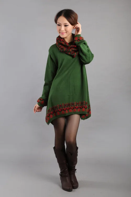 Фонд осень зима шерсть нерегулярные свободные большой ярдов сумка Хип модное платье-свитер платье - Цвет: picture color