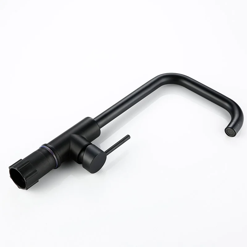 Cena Smesiteli baterie kuchenne matowy czarny mosiądz 360 stopni pojedynczy uchwyt kuchenny bateria do zlewu ciepłej i mieszacz zimnej wody z kranu