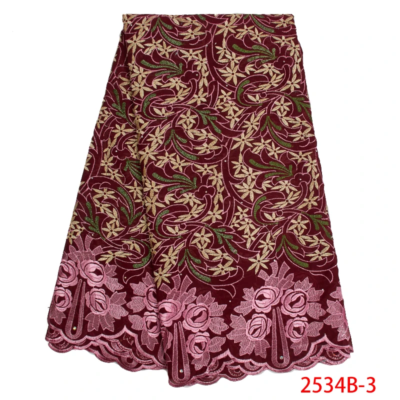 Лидер продаж, французская кружевная ткань высокого качества, швейцарская вуаль, кружевная ткань, вышивка из хлопка с камнями для платьев KS2534B-3