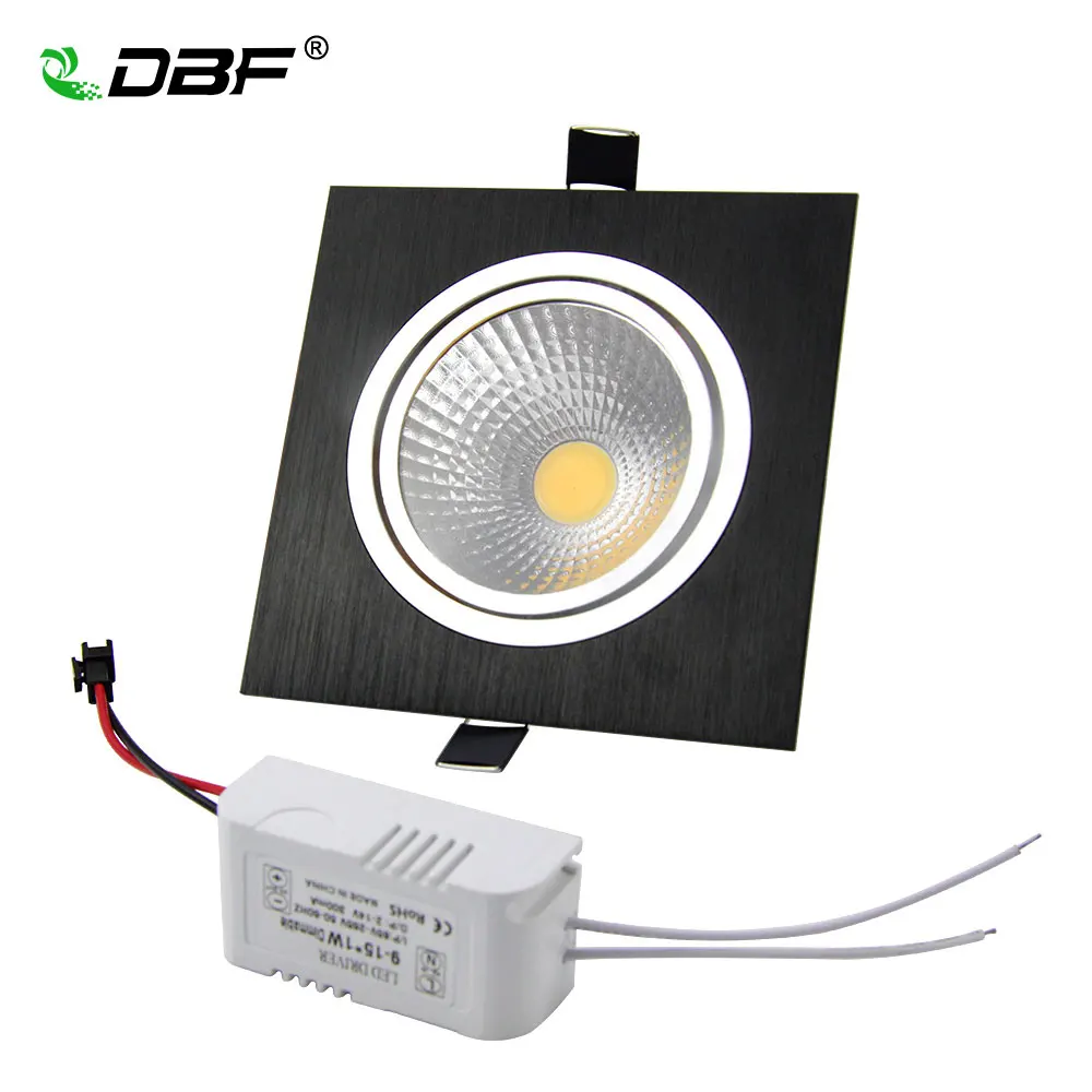 

Recessed LED Downlight Square 7w 9w 12w 15w cob Dimmable downlight black Indoor Decora Ceiling Led Spot Light AC85-265V