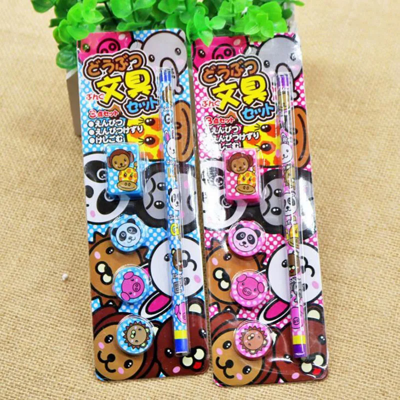 2 упаковки Happy Bear Канцелярский набор Рождественские подарки подарок на день рождения исследование приз карандаш ластик точилка подарок