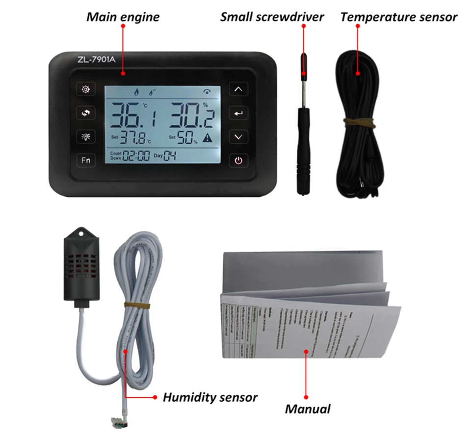 Интеллектуальный PID Температура регулятор влажности ЖК-дисплей Дисплей многофункциональный автоматический инкубатор контроллер с двумя