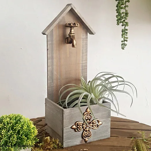 faucet handcrafted vintage wooden wall flower boxes (2)