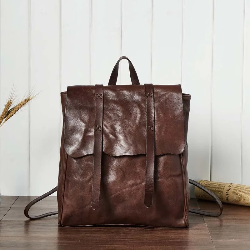 AETOO новая сумка на плечо первый слой воловья кожа женский рюкзак ретро досуг растительного дубления кожаный двойной рюкзак
