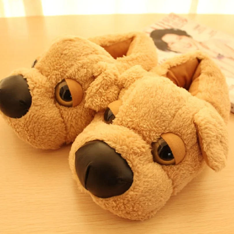 Brown Dog slippers plush cotton padded indoor slippers autumn and winter home slippers pantufas de animais