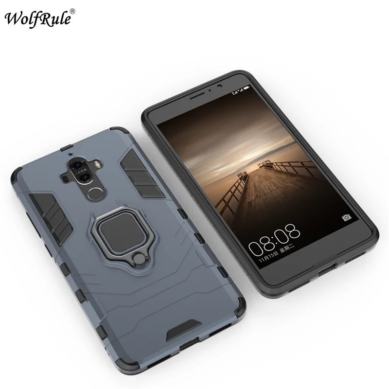 WolfRule هواوي زميله 9 حالة TPU الصلب PC هواوي زميله 9 حالة حلقة حامل حامل المغناطيسي درع حالة هواوي زميله 9 الهاتف فوندا 5.9 \