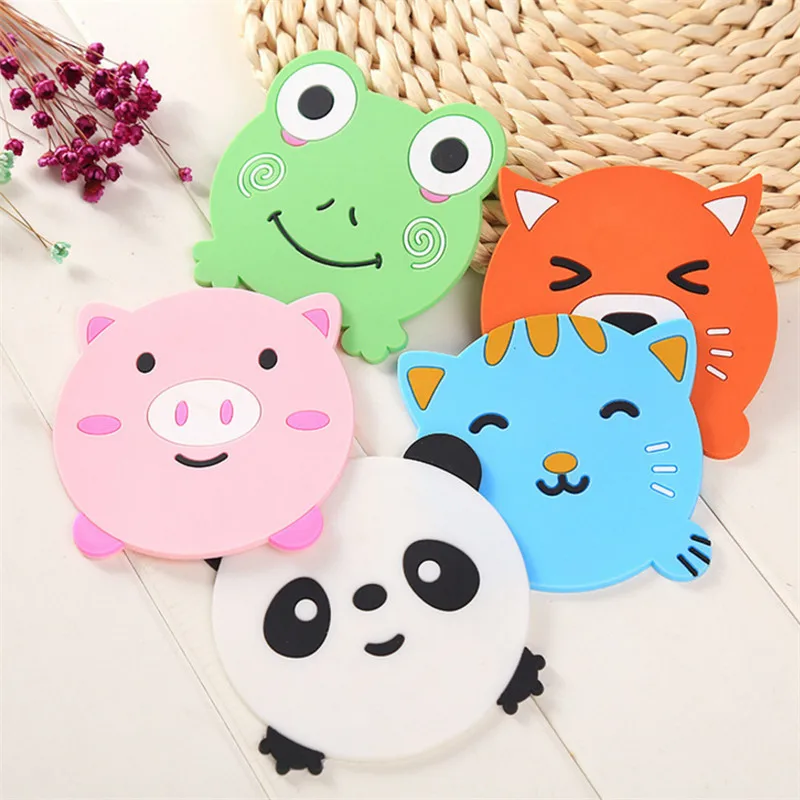 

WSOMIGO 1pcs 9cm Cartoon Animal Silicone Tea Coaster Bowl Mat Kitchen Accessories Non-slip Heat Protectionmat Kitchen Gadgets-S
