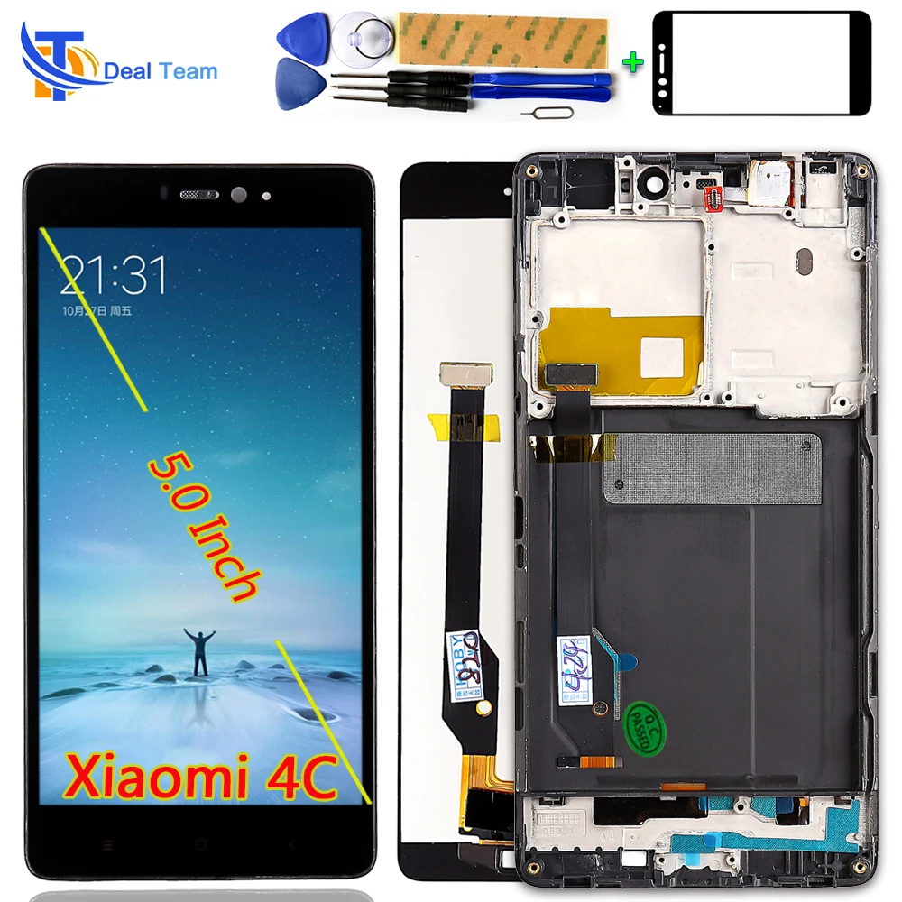 

AAA quality LCD Display For Xiaomi Mi 4C MI4C 5.0 Inch Touch Screen Digitizer Assembly 1080*1920 Frame With Free Tools Glassfilm