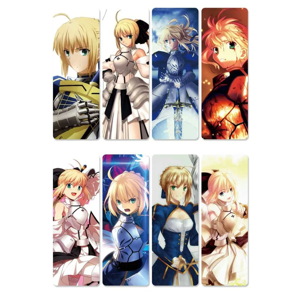 

8pcs Fate Stay Night Anime Bookmarks Waterproof Transparent PVC Plastic Bookmark Beautiful Book Marks Gift