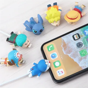 

Cute Stitch Dragon Ball Cartoon Cable Bite Protector Data Line Cord Wire Winder Cover For iphone7 8Plus Lovely Cable Organizer