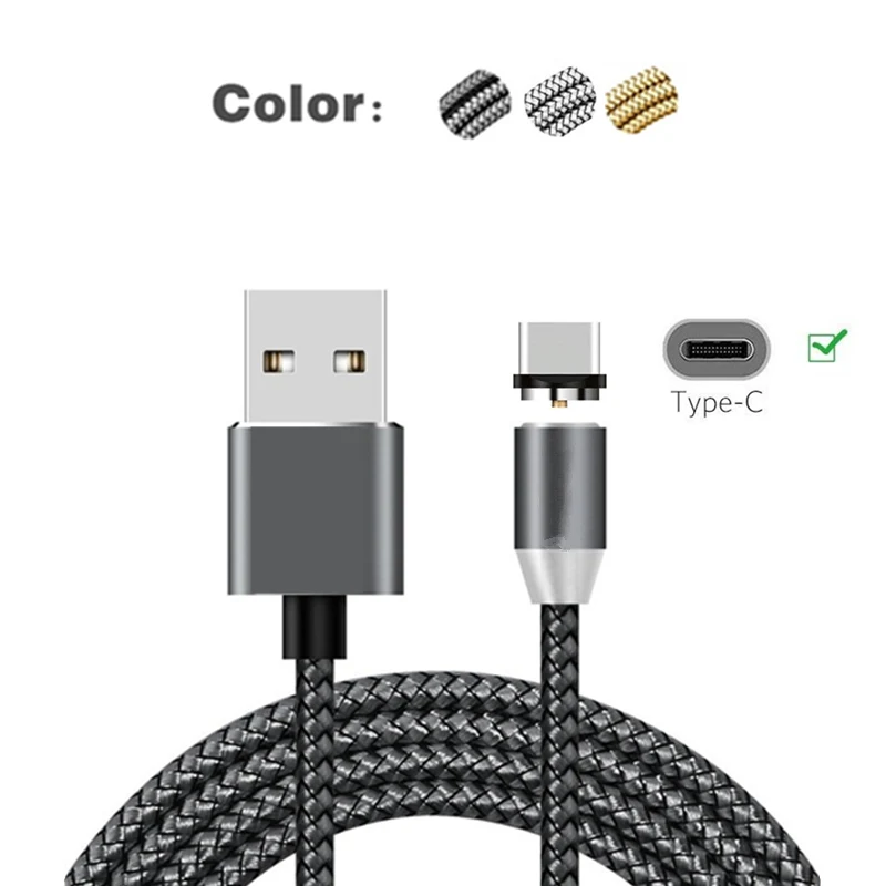 Магнитный кабель для зарядки USB type-C кабель синхронизации данных для samsung galaxy S8 S9 Plus Note 8 9 A5 A7 Для huawei P20 Lite Honor 8 9 - Цвет: Gray Cable and Plug