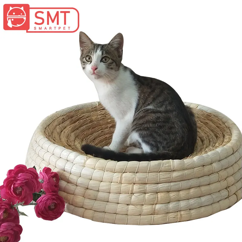 

SMARTPET Small Large Cat Summer Natural Air Permeable Handmade Straw Pet Sleeping Bed Handmade Kitten Scratching Board