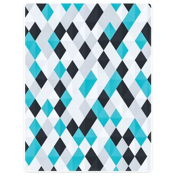 

HommomH Blanket Throw Comfort Warm Soft Plush Throw For Sofa Simple Style Color Block Arrangement Blue Black