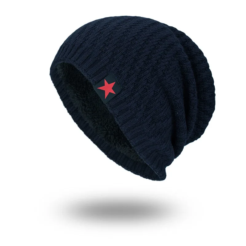 Для мужчин зимняя шапка модная флисовая Лыжный Спорт шапочки шапки теплая вязаная Шапочка Капот Шляпы Для мужчин Gorros Invierno Капелли AE61 - Цвет: Navy