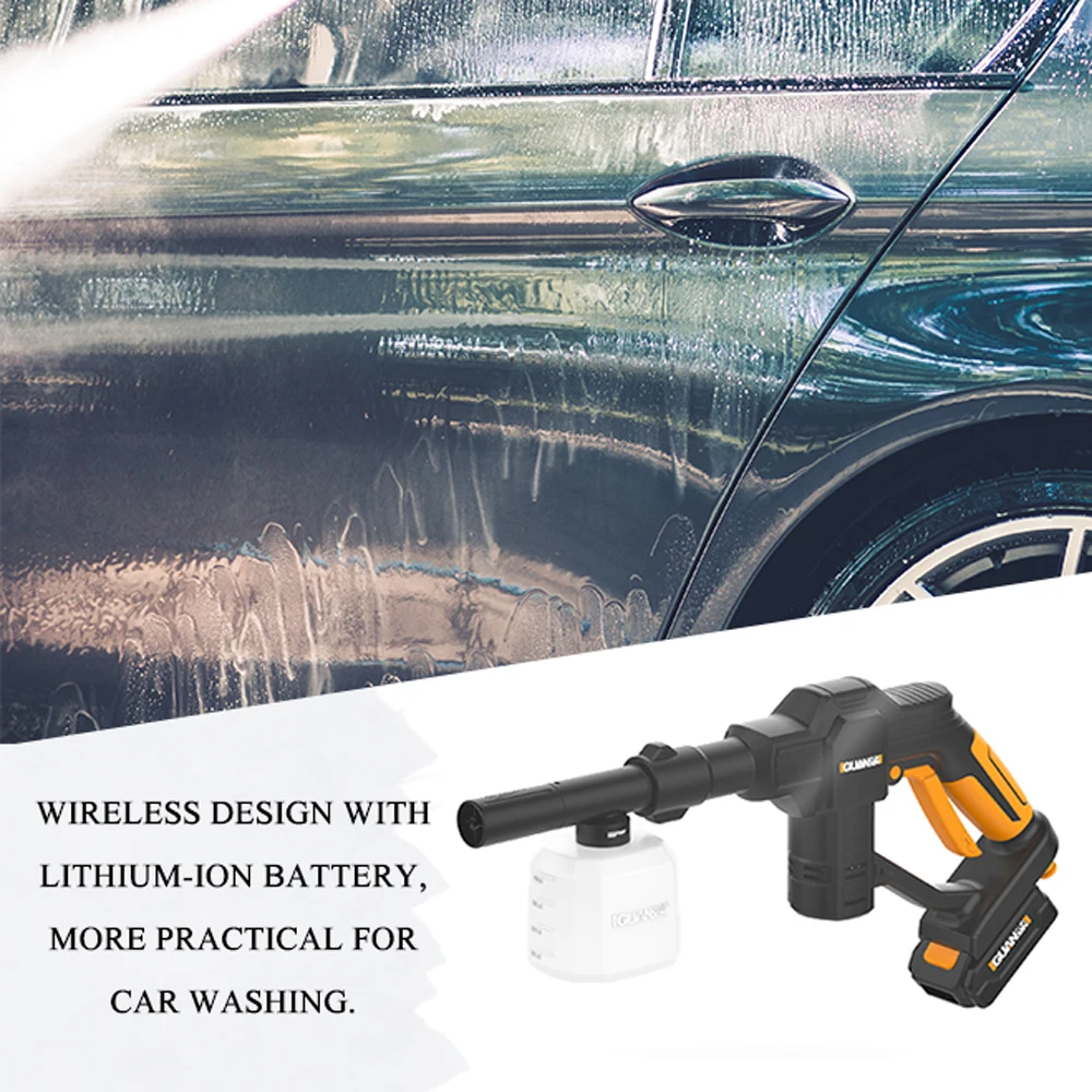 Auto Portable Wireless Multifunctional Cordless Pressure Cleaner Car Washer Water Hose Nozzle Pump with Battery EU Plug