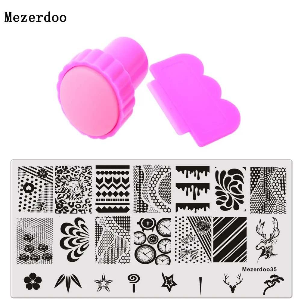 

Cloud Manicure Nail Template Stamp Plates Image Nails Art Stamping Plate and Scraper Stamper Set Lion Flowers Water Droplets