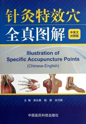 Ilustração de pontos de acupuntura específicos. idioma: chinês inglês. aprendizagem tcm posagem para estudantes ou médicos. Livro de papel