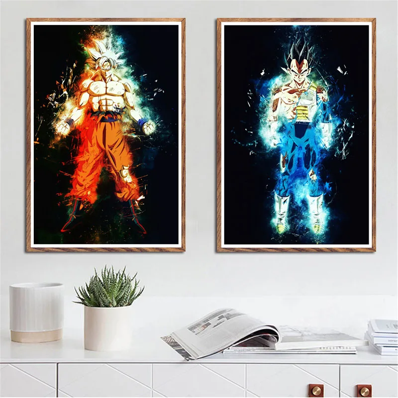 

P456 Dragon Ball Super Goku Vegeta Ultra Instinct Hot Japan Anime Art Painting Silk Canvas Poster Wall Home Decor