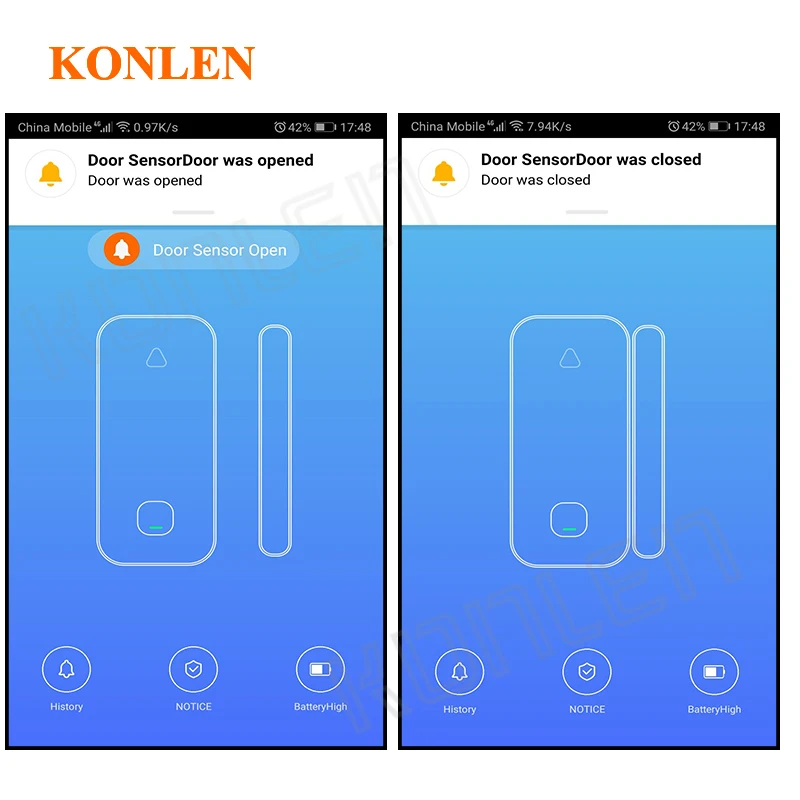 Беспроводная сигнализация для открытия окна KONLEN Tuya Φ Smart Life магнитный детектор