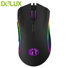 Delux игровой Мышь m625 pmw3360 Проводной USB Мышь оптический 2500 4000 Точек на дюйм RGB света Мыши компьютерные RGB подсветкой рабочего стола для игры плеер